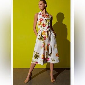 Natori XL Floral Sleeveless Belted Dress